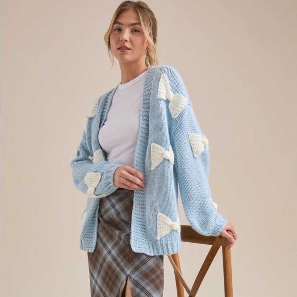 Blue and Cream Women's Sweater
